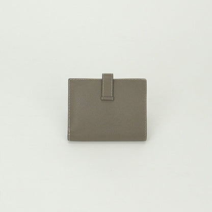 Hermes Bearn Compact Wallet Bifold Mini Epsom Etoupe Gray Silver Veau — view 2