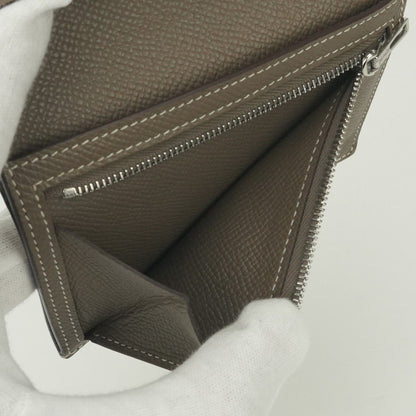Hermes Bearn Compact Wallet Bifold Mini Epsom Etoupe Gray Silver Veau — view 9