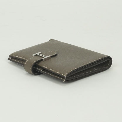 Hermes Bearn Compact Wallet Bifold Mini Epsom Etoupe Gray Silver Veau — view 4
