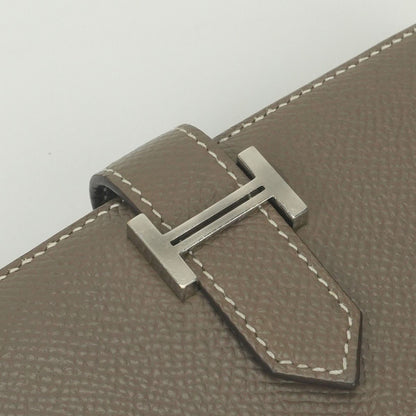 Hermes Bearn Compact Wallet Bifold Mini Epsom Etoupe Gray Silver Veau — view 6
