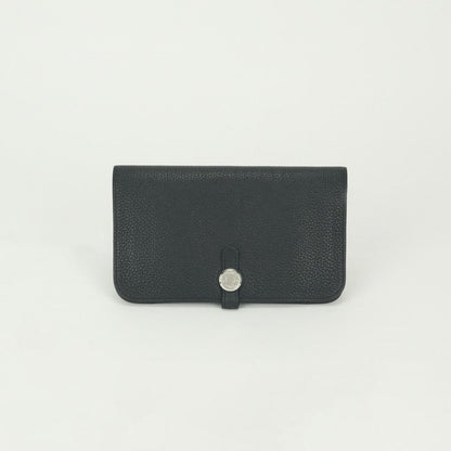 Hermes Dogon GM Duo Wallet Togo Noir Black Silver Coin Purse