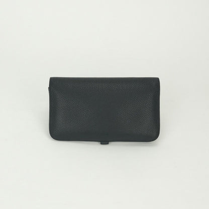 Hermes Dogon GM Duo Wallet Togo Noir Black Silver Coin Purse — view 2