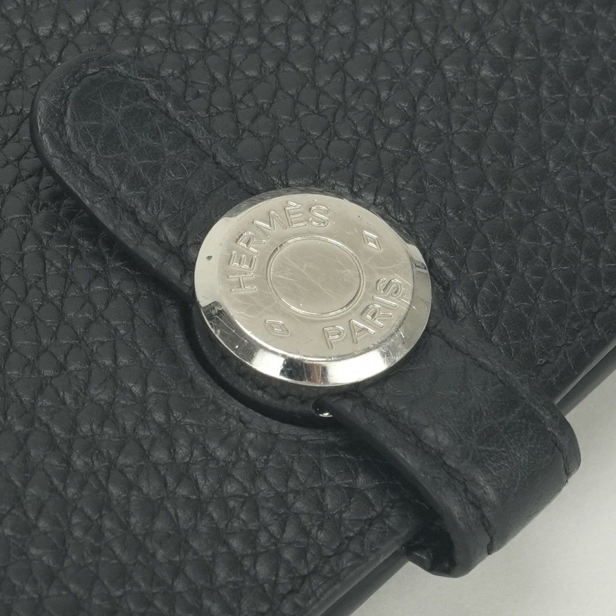 Hermes Dogon GM Duo Wallet Togo Noir Black Silver Coin Purse — view 8