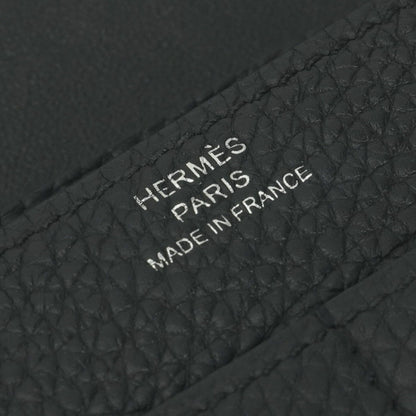 Hermes Dogon GM Duo Wallet Togo Noir Black Silver Coin Purse — view 9