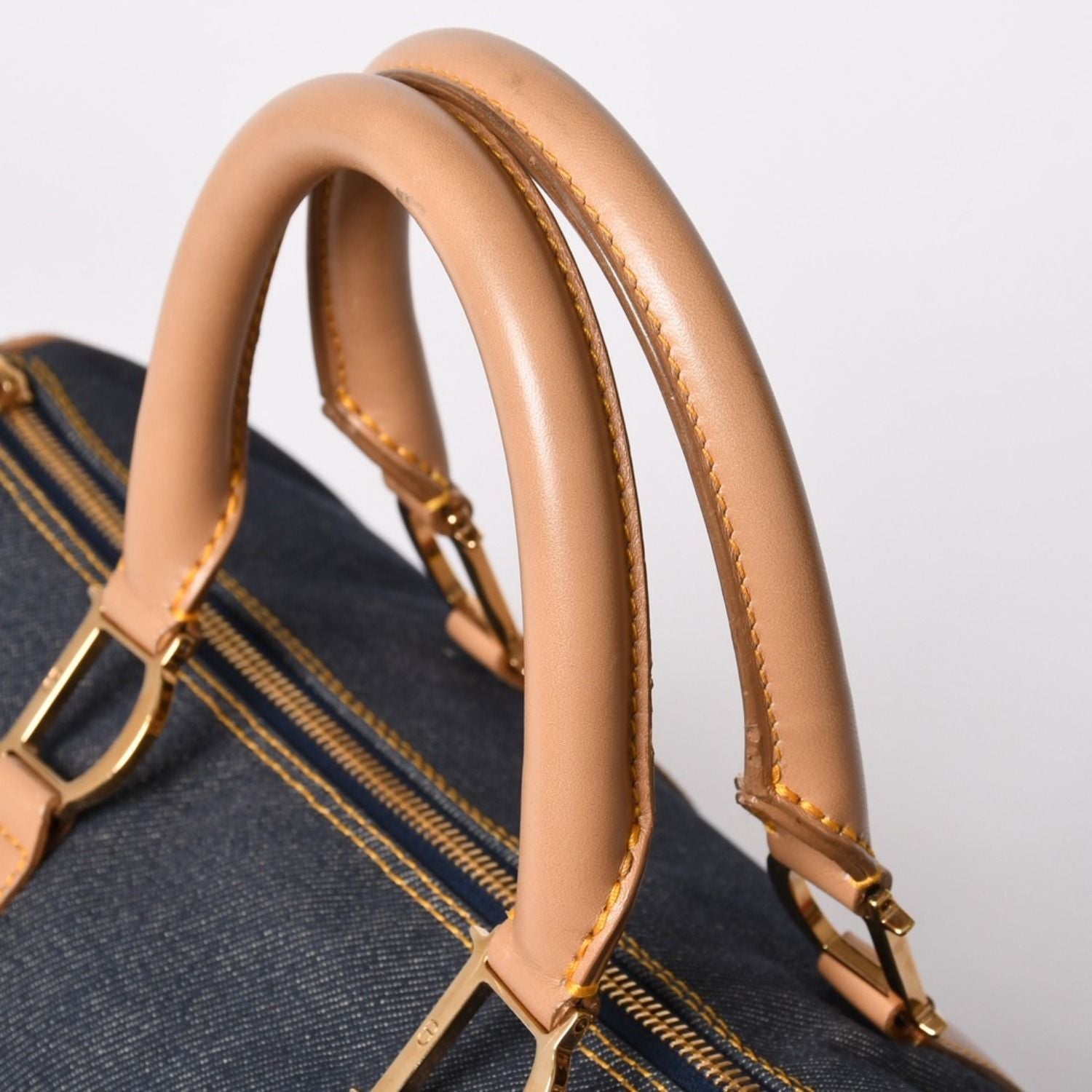 Dior Trotter Handbag Denim 35 Boston Gold — view 4