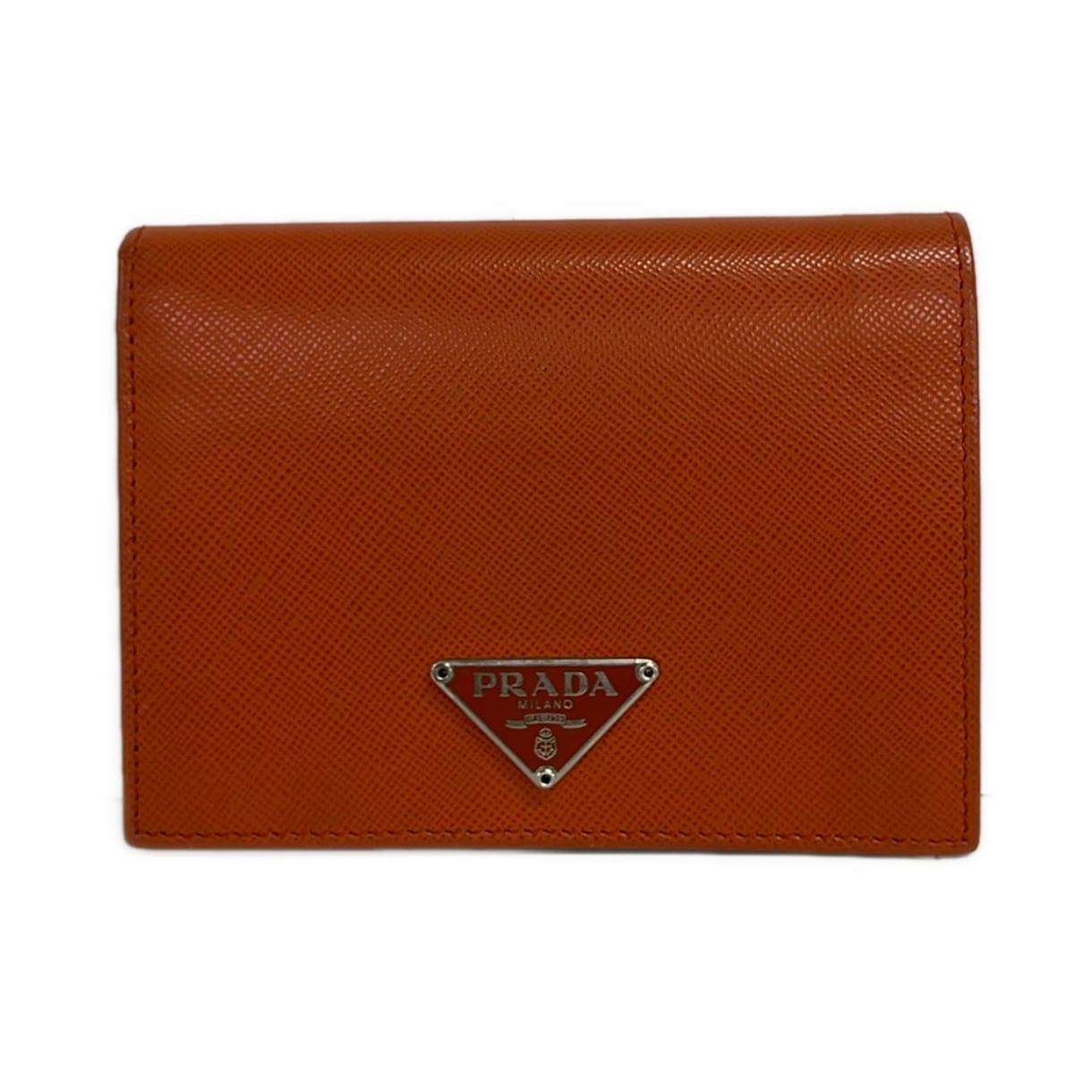 Prada Bifold Wallet Orange Leather