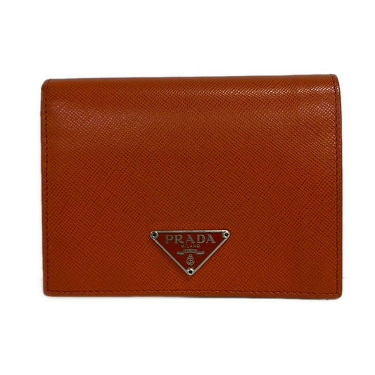 Prada Bifold Wallet Orange Leather