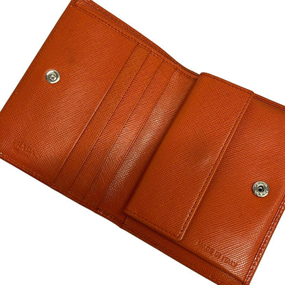 Prada Bifold Wallet Orange Leather — view 3
