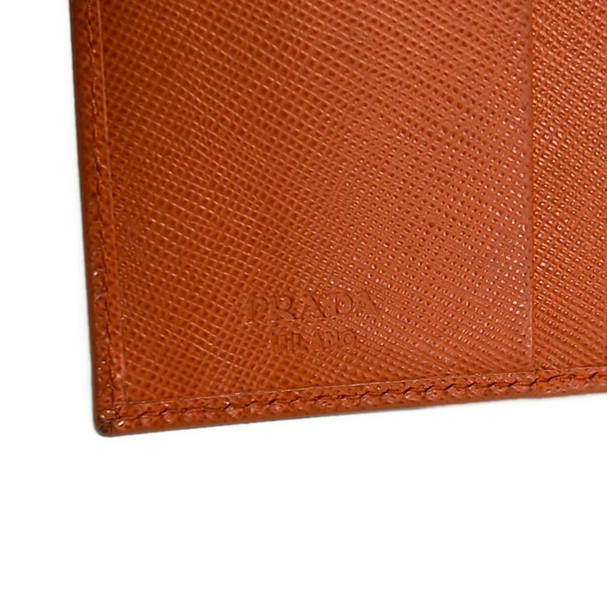 Prada Bifold Wallet Orange Leather — view 5
