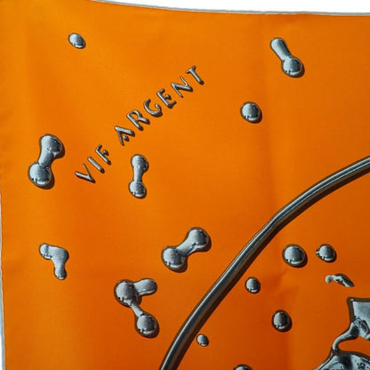 Hermes Carre 90 Vif Argent Silver Drop Scarf Silk Orange — view 6