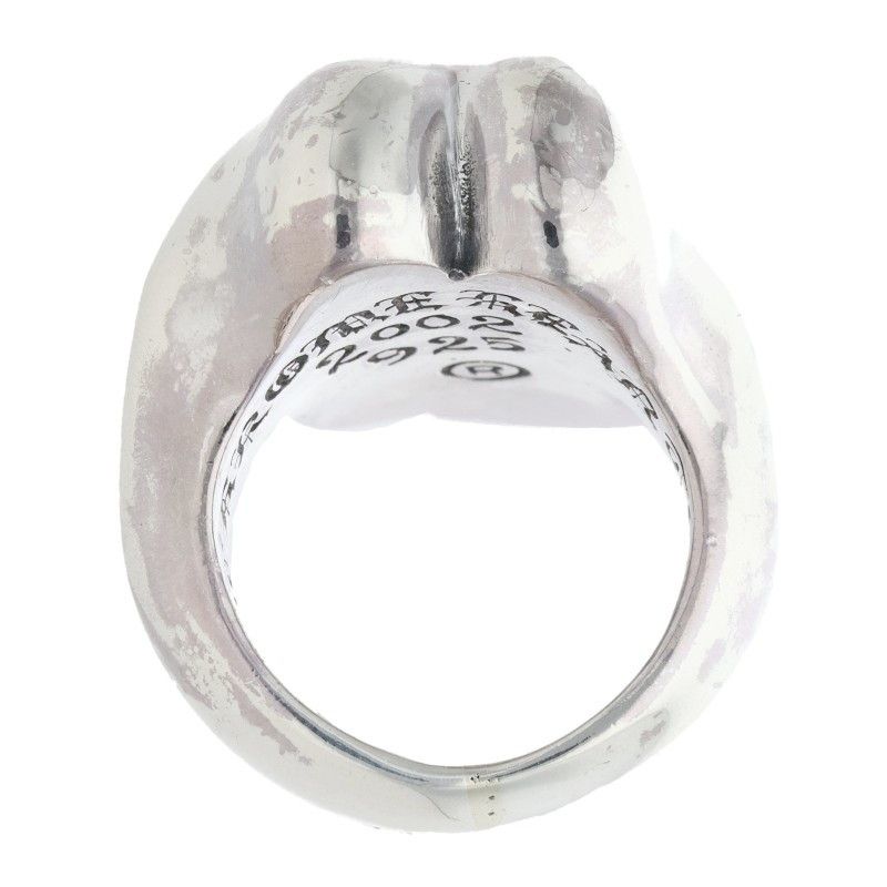 Chrome Hearts Lip Tongue Lg Lip and Tan Large Silver Ring — view 5