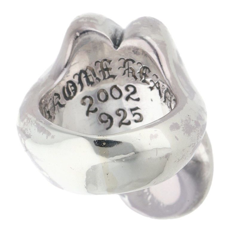 Chrome Hearts Lip Tongue Lg Lip and Tan Large Silver Ring — view 2