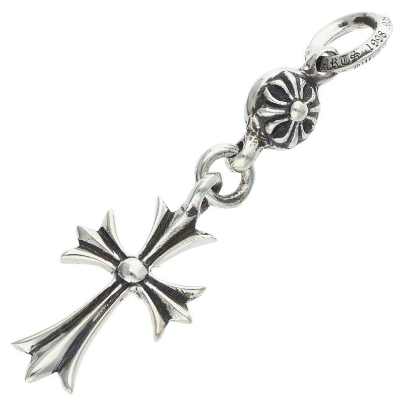 Chrome Hearts Tny CH Crs 1 Ball Tiny CH Cross Charm Silver Pendant