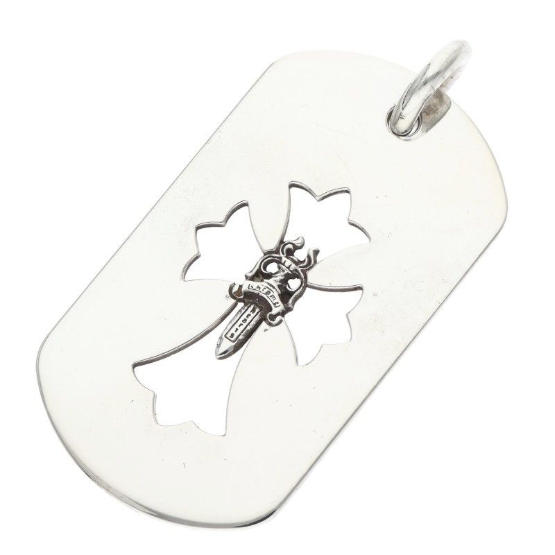 Chrome Hearts D Tag Lrg Cross Dagg Cutout Daga Silver Pendant