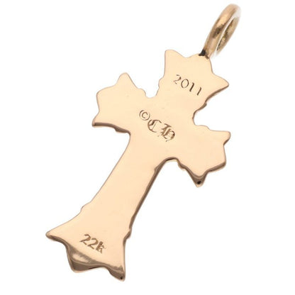 Chrome Hearts 22k Dbl CH Crs P Dmnd Double CH Cross Pave Diamond Charm Gold — view 2