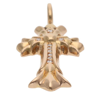 Chrome Hearts 22k Dbl CH Crs P Dmnd Double CH Cross Pave Diamond Charm Gold — view 4