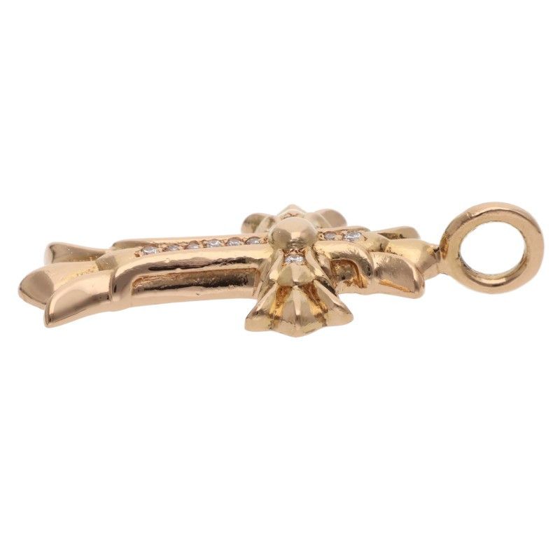 Chrome Hearts 22k Dbl CH Crs P Dmnd Double CH Cross Pave Diamond Charm Gold — view 5