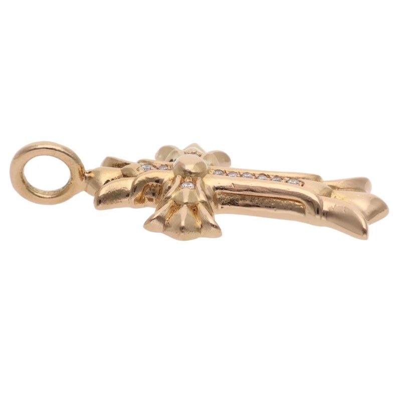Chrome Hearts 22k Dbl CH Crs P Dmnd Double CH Cross Pave Diamond Charm Gold — view 3
