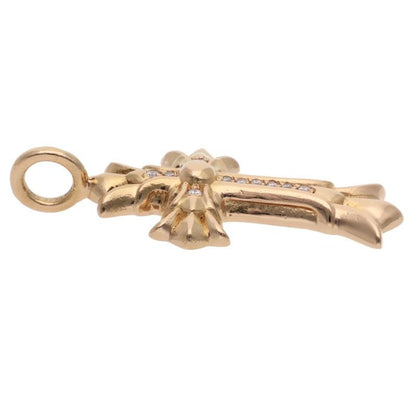Chrome Hearts 22k Dbl CH Crs P Dmnd Double CH Cross Pave Diamond Charm Gold — view 3
