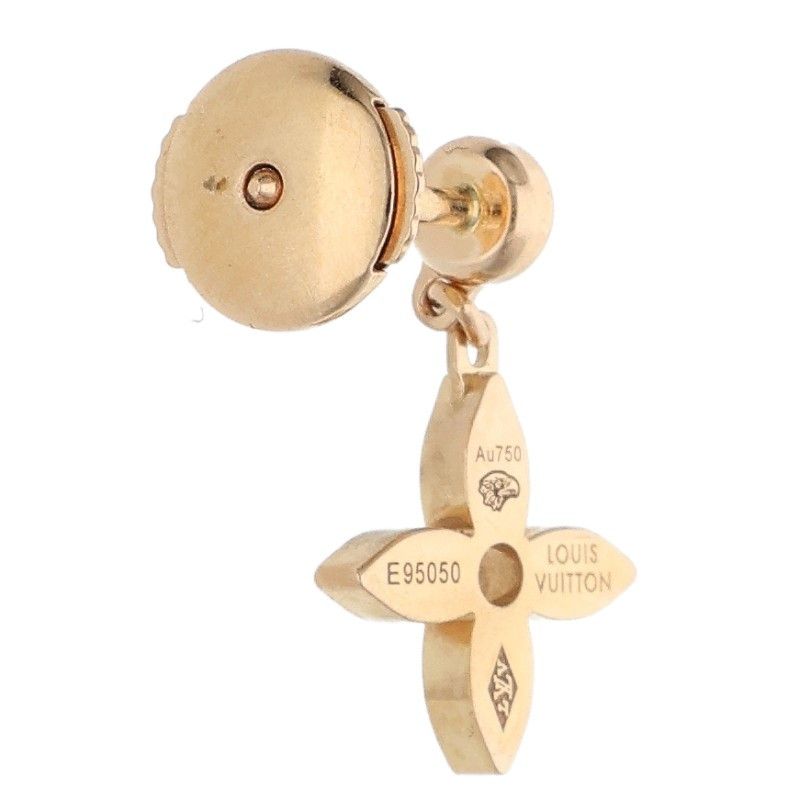 Louis Vuitton 18k Pink Gold Diamond Monogram Detail Earrings — view 2