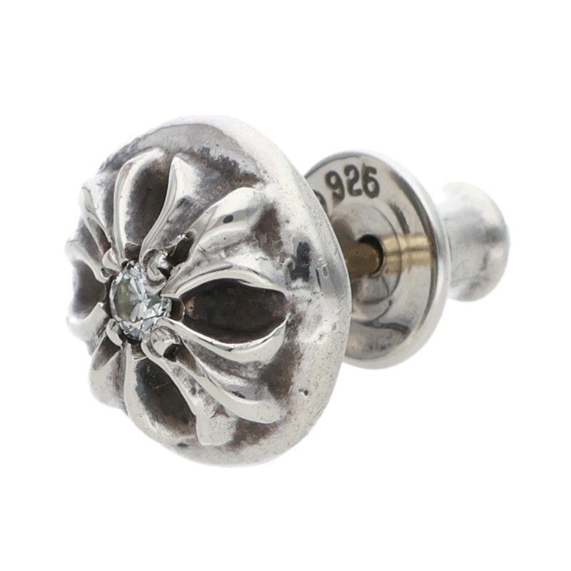 Chrome Hearts Stud Crsbll Dia Cross Ball Silver Vintage Earrings