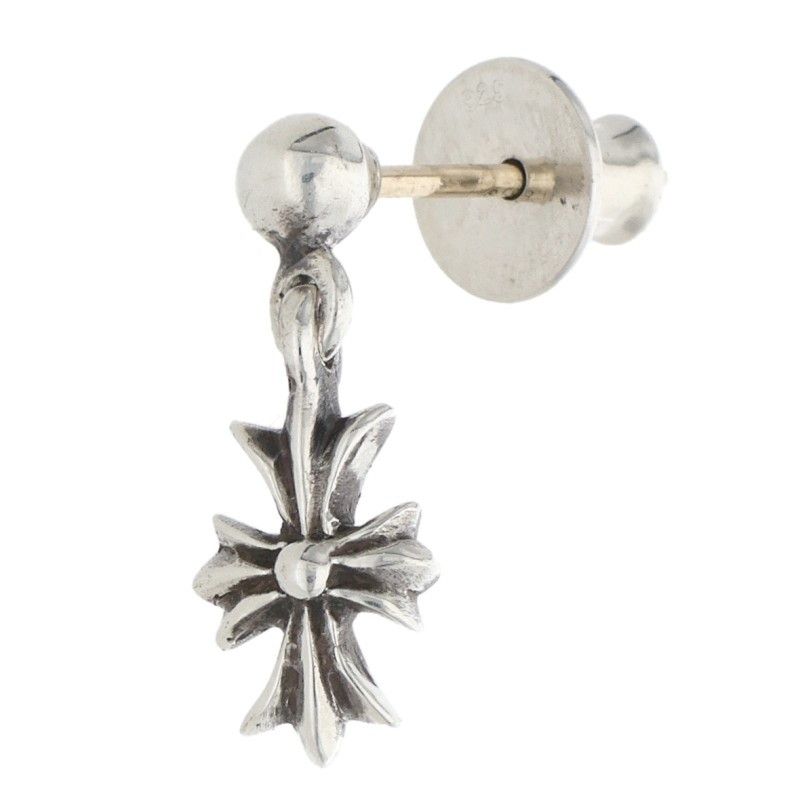 Chrome Hearts Tny CH Pls 1 Tiny Ech Plus Drop Silver Earrings