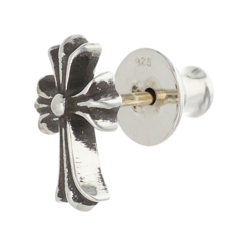 Chrome Hearts CH Crss 2 Fat CH Cross Fat Stud Silver Earrings
