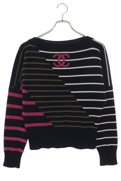 Chanel Cashmere Border Knit 36 Sweater