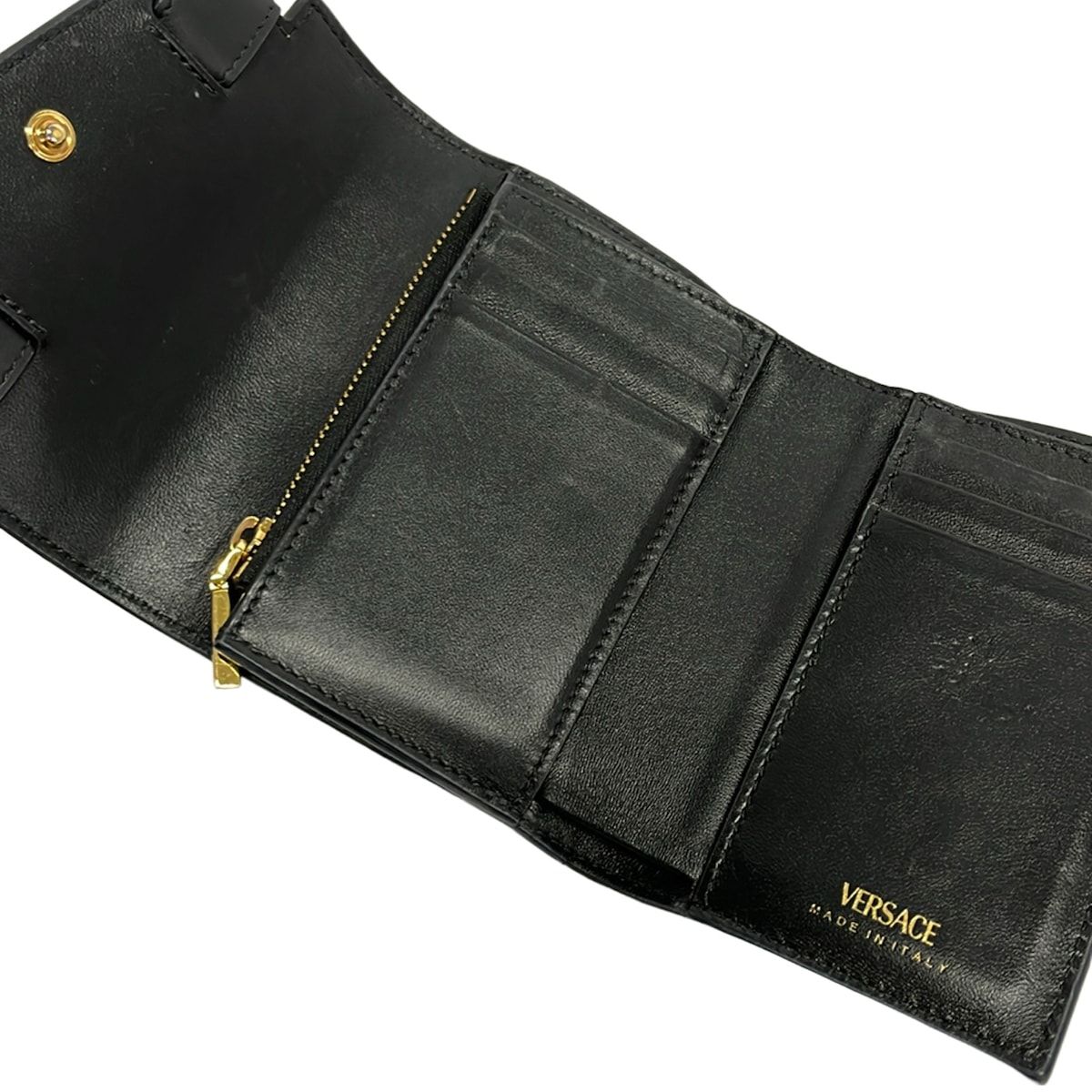 Versace Trifold Wallet Dark Navy Leather — view 3