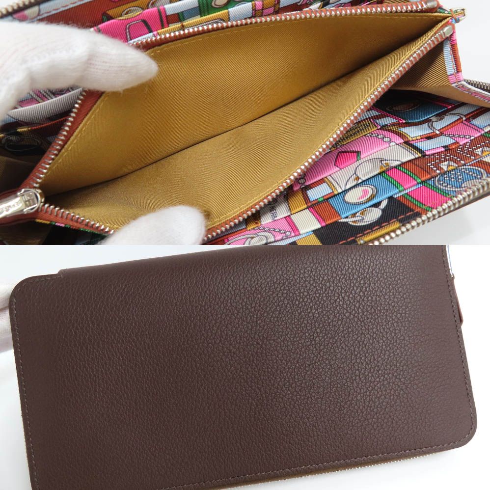 Hermes Azap Long Silk in Mocha Color Zip Around Wallet — view 6