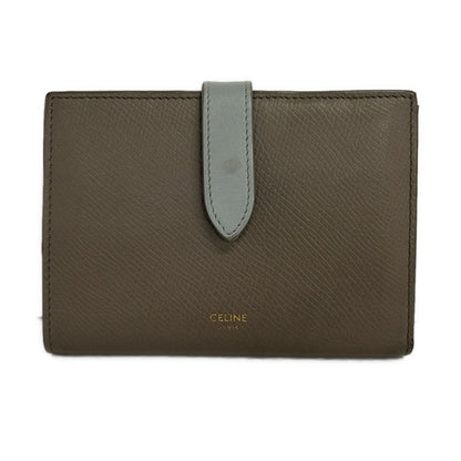 Celine Bifold Wallet Strap Pebble Mineral Leather