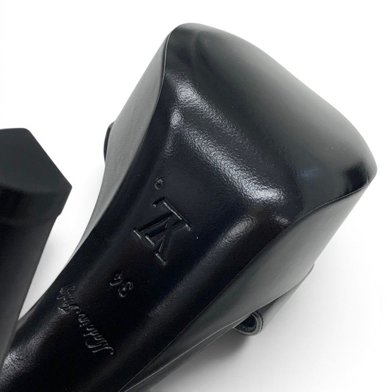 Louis Vuitton Afterglow Line Monogram Sandals Shoes Leather Black Brown Strap — view 8