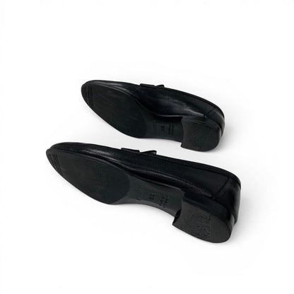 Hermes Paris Loafers Leather Shoes Black Gold Moccasins — view 6