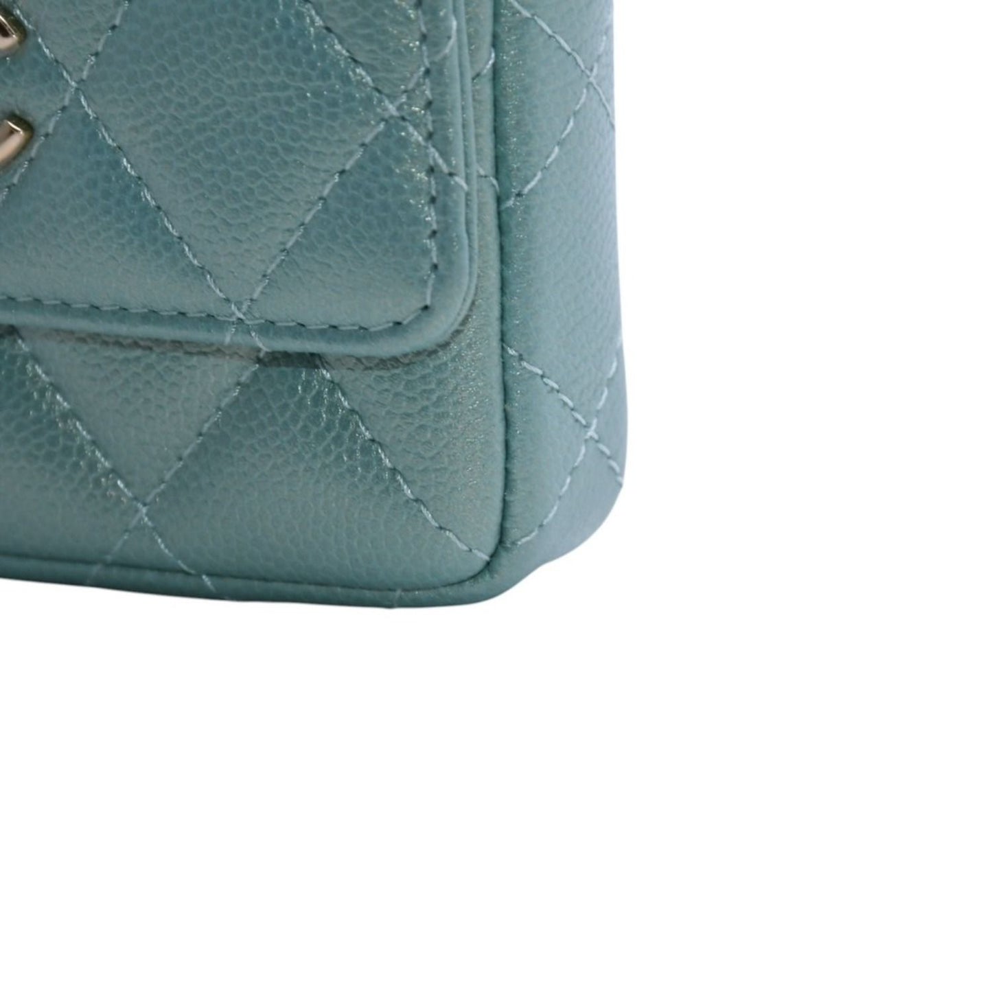 Chanel Quilted Chain Flap Coin Purse CC Logo Caviar Leather — view 8