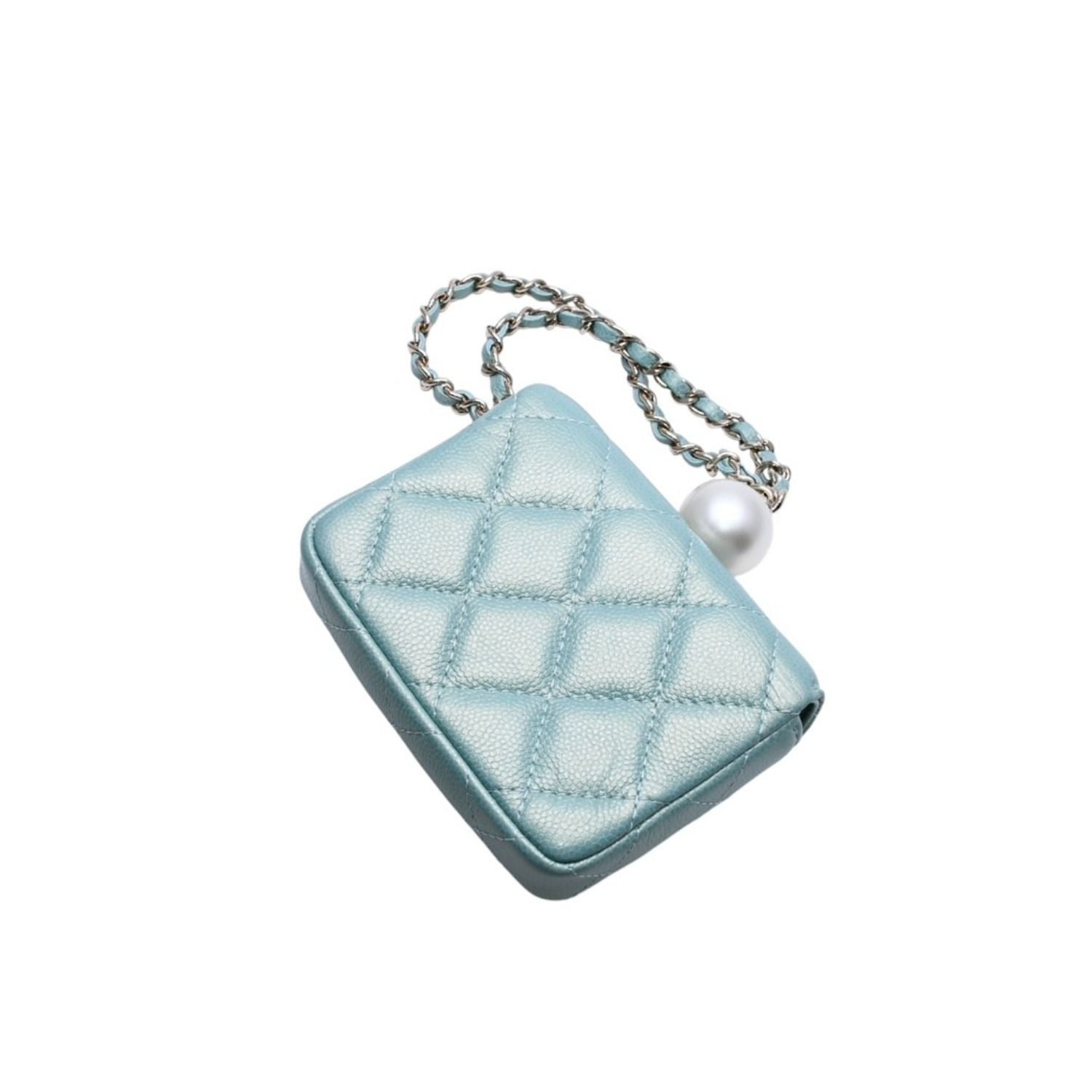 Chanel Quilted Chain Flap Coin Purse CC Logo Caviar Leather — view 4