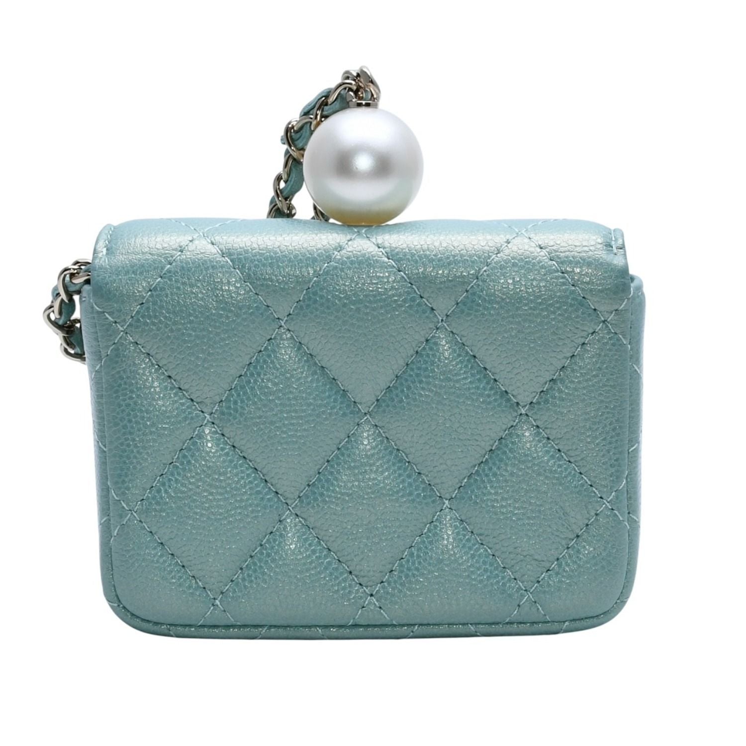 Chanel Quilted Chain Flap Coin Purse CC Logo Caviar Leather — view 2