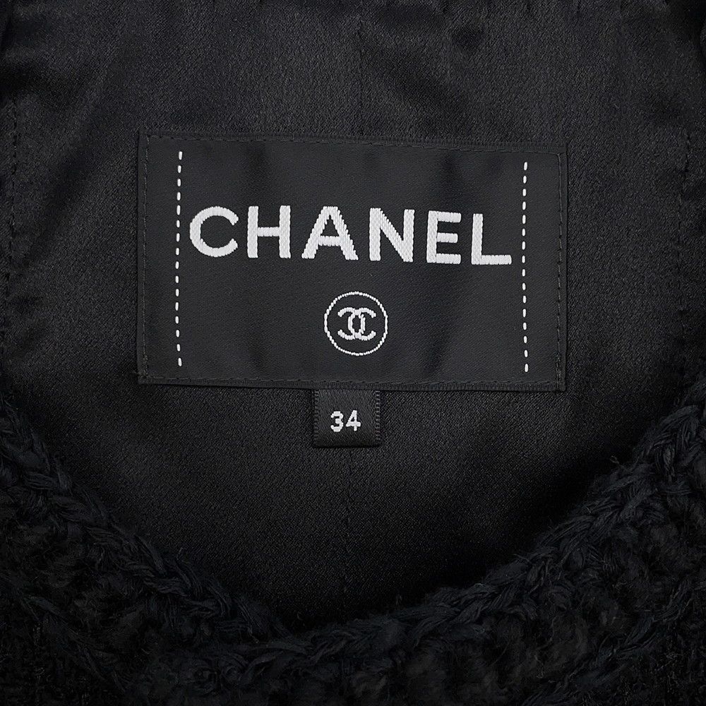 Chanel Jacket Tweed Camellia Button 34 Black — view 6