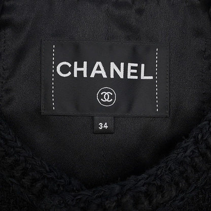 Chanel Jacket Tweed Camellia Button 34 Black — view 6