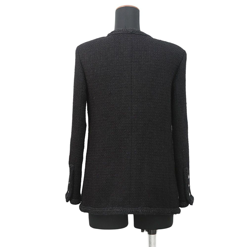 Chanel Jacket Tweed Camellia Button 34 Black — view 2