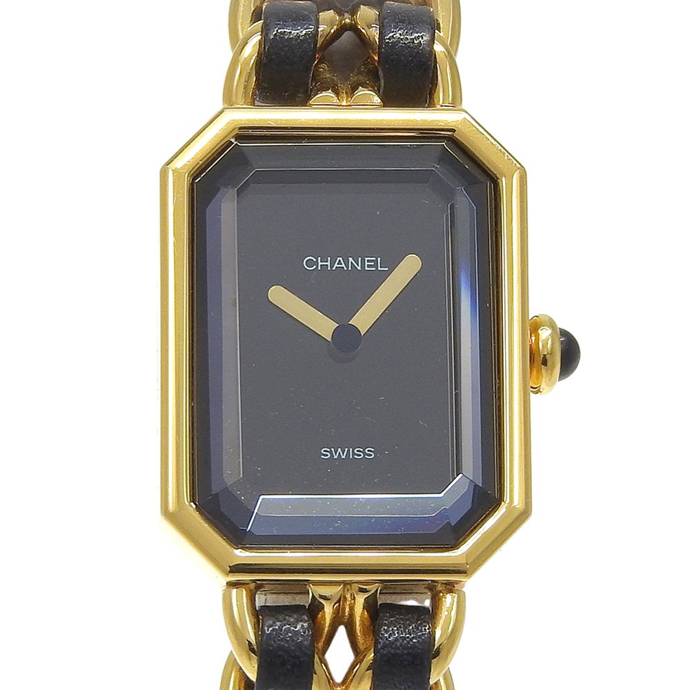 Chanel Premier L Gold Plated Leather Kuo Analog Display Black Dial Watch