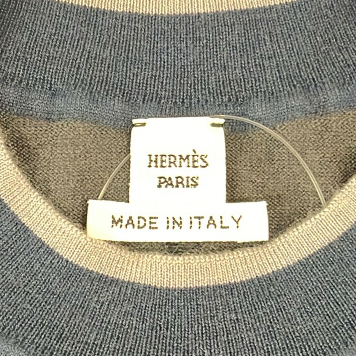 Hermes Short Sleeve Sweater 36 S Dark Gray Navy Multi Cashmere Silk Paisley — view 3