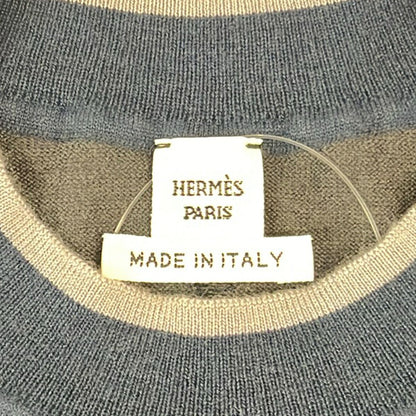 Hermes Short Sleeve Sweater 36 S Dark Gray Navy Multi Cashmere Silk Paisley — view 3