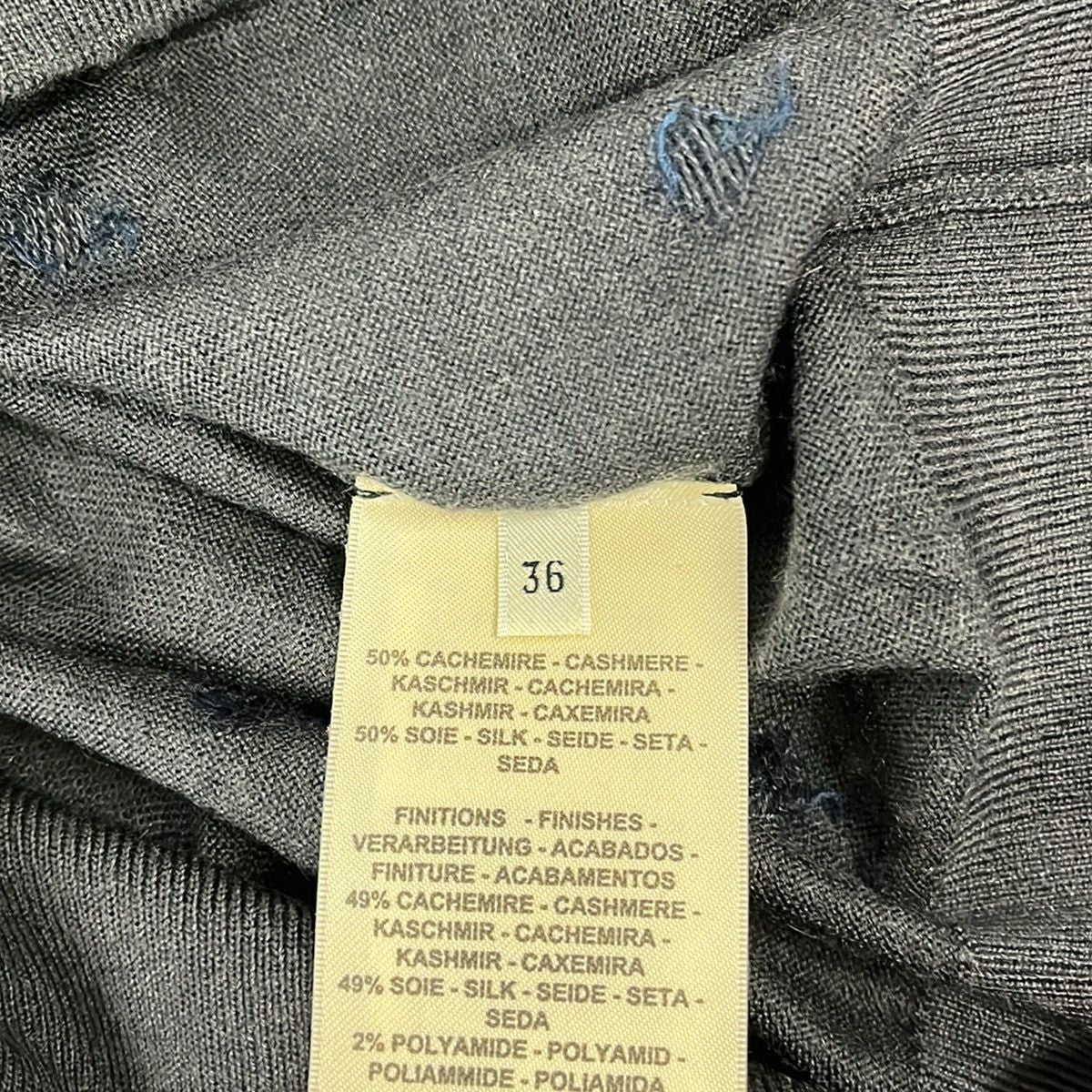 Hermes Short Sleeve Sweater 36 S Dark Gray Navy Multi Cashmere Silk Paisley — view 5