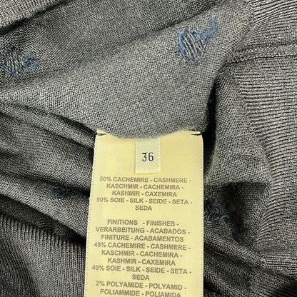 Hermes Short Sleeve Sweater 36 S Dark Gray Navy Multi Cashmere Silk Paisley — view 5