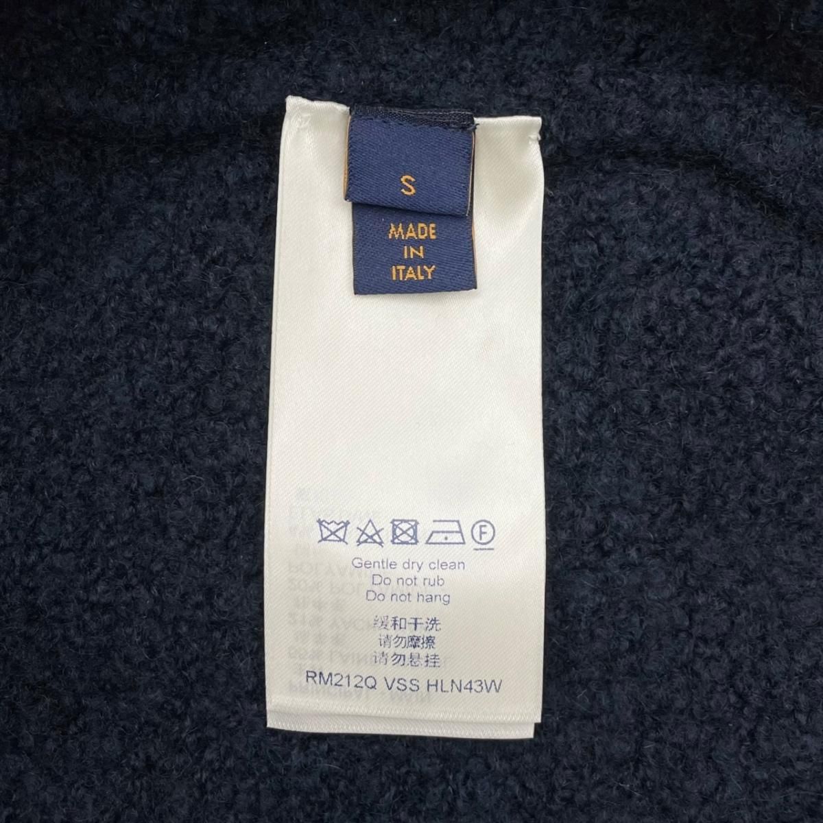 Louis Vuitton Sweater Intarsiacle Neck Knit Vss S LV Logo Navy — view 8