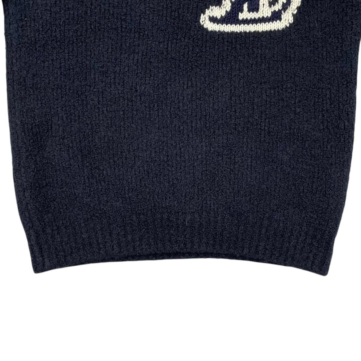 Louis Vuitton Sweater Intarsiacle Neck Knit Vss S LV Logo Navy — view 4