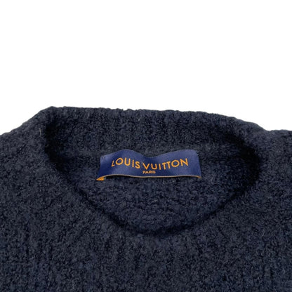 Louis Vuitton Sweater Intarsiacle Neck Knit Vss S LV Logo Navy — view 7
