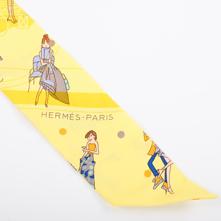 Hermes Scarf Twilly Scarves Yellow — view 3