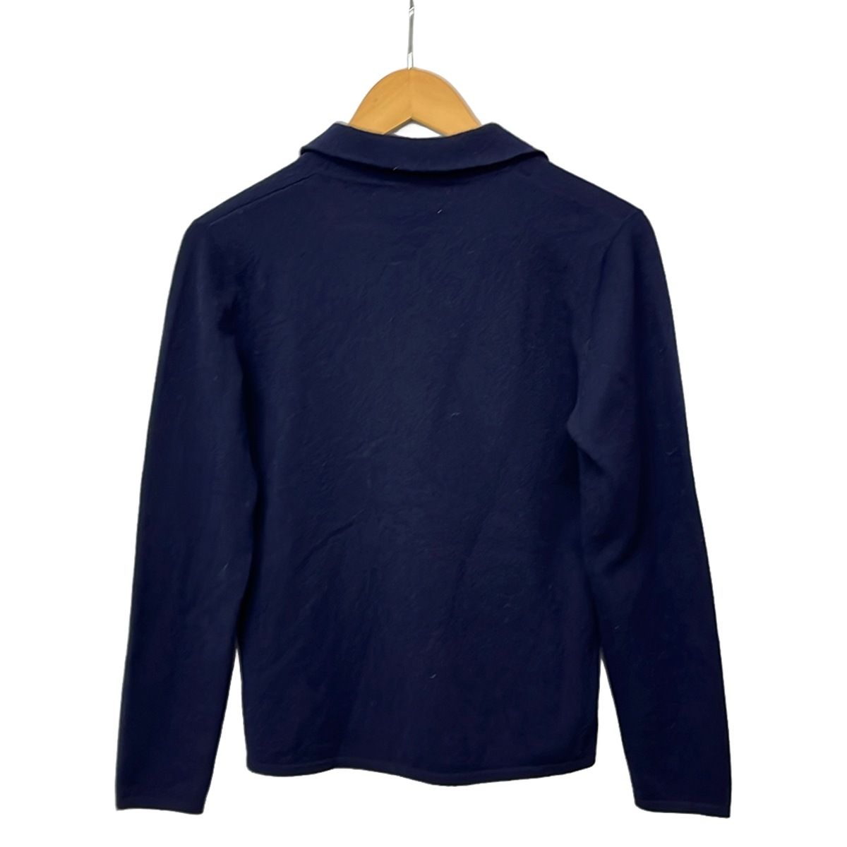 Brunello Cucinelli Long Sleeve Sweater L Navy Neck Cashmere Collared Polo — view 2