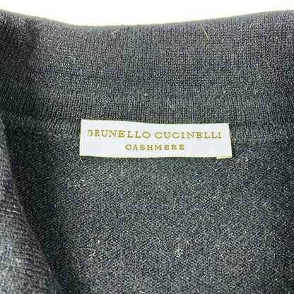 Brunello Cucinelli Long Sleeve Sweater L Navy Neck Cashmere Collared Polo — view 3